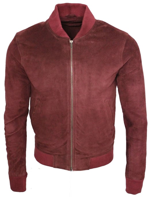 Varsity Soft Suede Leather Bomber Jacket