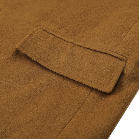 Knälång vinterullrock för män Slim Fit Turn-Down Collar Businessrockar Khaki - Image 5