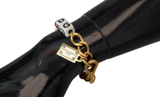 Dolce & Gabbana Guldkedja Bronspärlad Hummerlås Logotyp Kvinnors Armband - Image 2