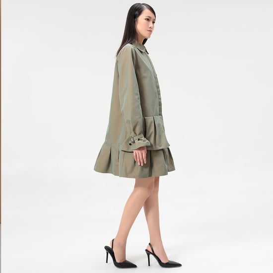 Safari shirt-dress with long sleeves