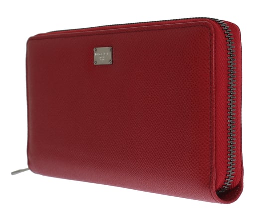 Dolce & Gabbana Women's Red Dauphine Leather Zip Around Continental Wallet