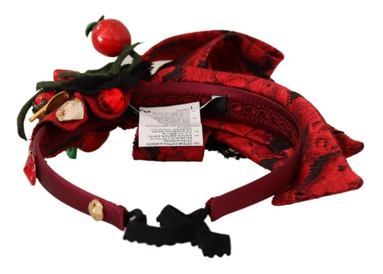 Dolce & Gabbana Women's Red Tiara Berry Fruit Crystal Bow Hair Diadem Headband