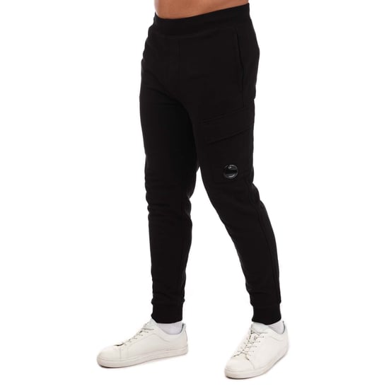 Men's C.P. Company Diagonal Raised Fleece Cargo Track Pants in Black