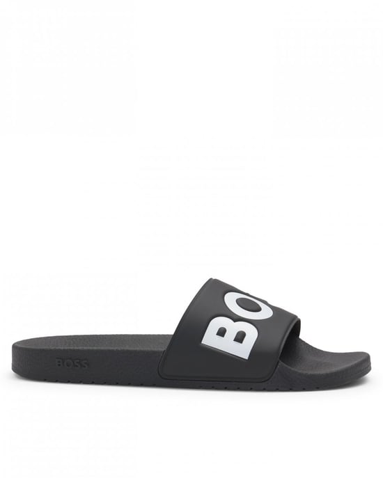 BOSS Orange Aryeh Mens Italian-Made Slides With Large Logo Detail - Image 2