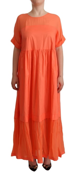 Twinset Vrouwen Koraal Korte Mouwen Katoenen Maxi Shift Jurk - Image 1