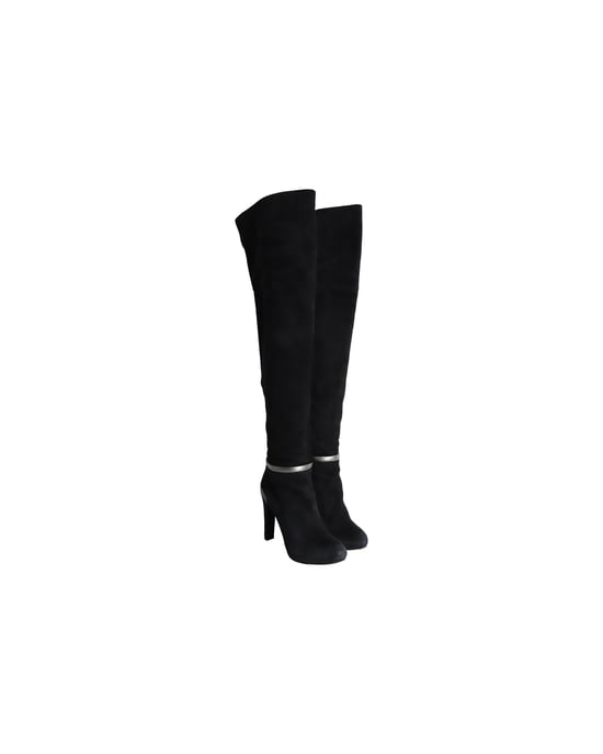 Fendi Over-the-Knee Heeled Boots in Black Suede - Image 3