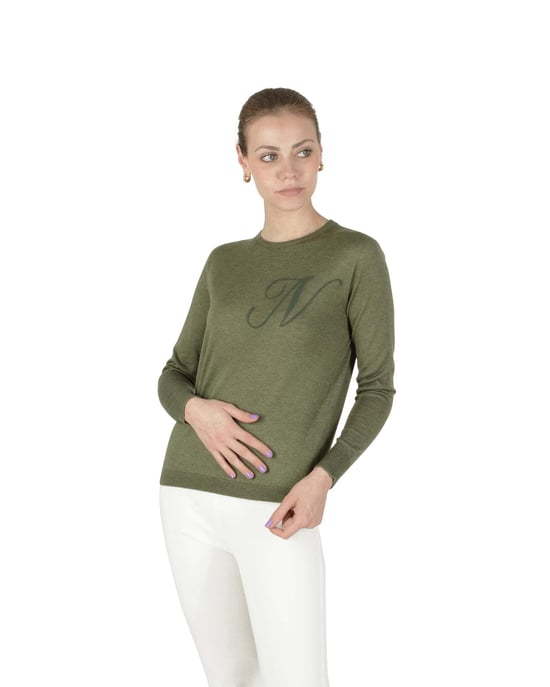 Crown Of Edinburgh Cashmere Long Sleeve Art 004 Green Letter N - Image 1