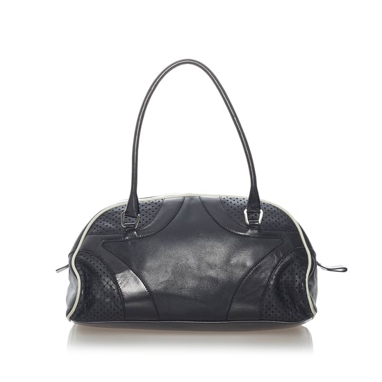 Vintage Prada Vitello Drive Leather Handbag Black