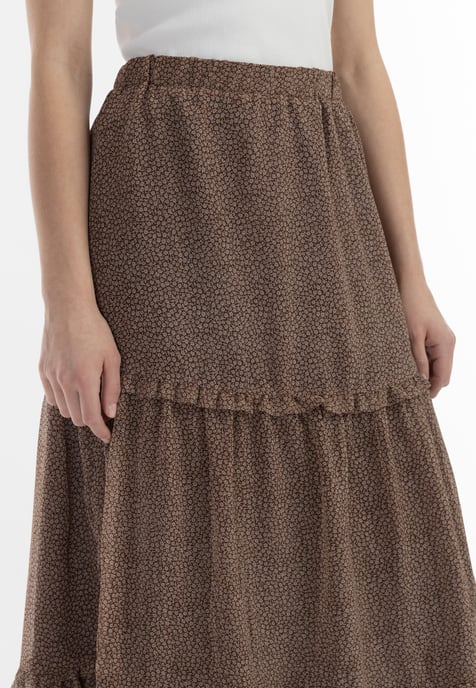 Dreimaster Maxi rok Dames bruin-gebroken wit - Image 5