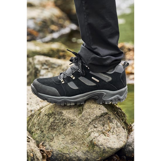 Mountain Warehouse Mens Voyage Suede Waterproof Walking Shoes (Jet Black) - Image 1