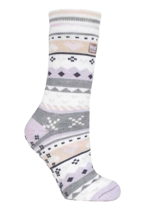 Ladies Fairisle Nordic Vinter halkfria termiska tofflor strumpor - Image 1