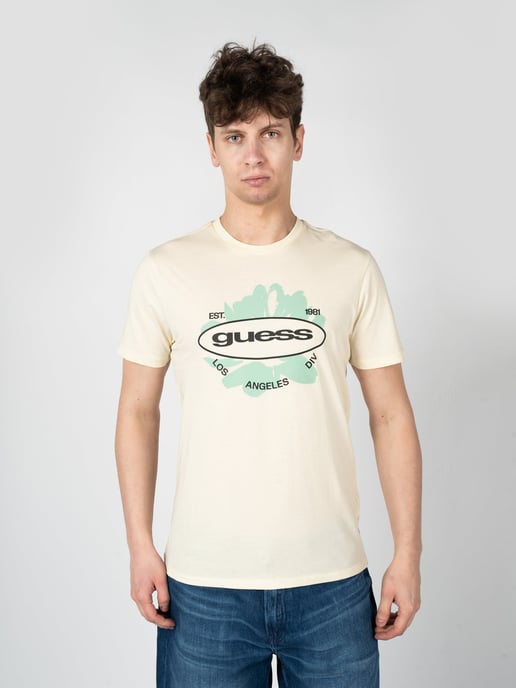 Guess T-shirt LA Logo Herr Gul - Image 3