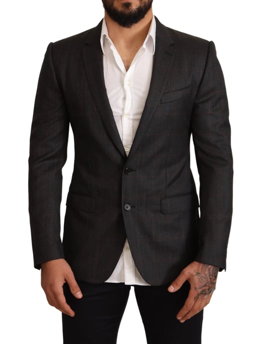 Dolce & Gabbana Men's Grijs geruite wollen Slim Fit blazerjasje - Image 1