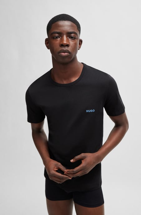 Men's Hugo 3 Pack of Cotton Underwear T-Shirts in Black