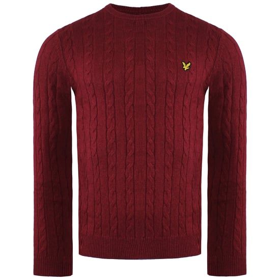 Lyle & Scott Cable herrtröja i vinrött - Image 1