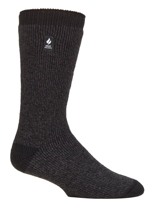 Heat Holders - Extra tjocka termosockor för herrar på vintern | Varma fluffiga fleeceisolerade sockor | Gåvor till män - Kol / mellangrå häl och tå (Berlin) - Image 1