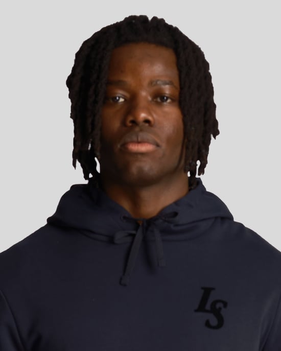 Mens Club Emblem Hoodie in Dark Navy - Image 4