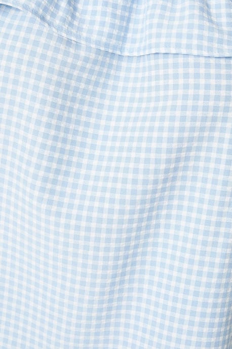 Gingham Frill Square Neck Strappy Top