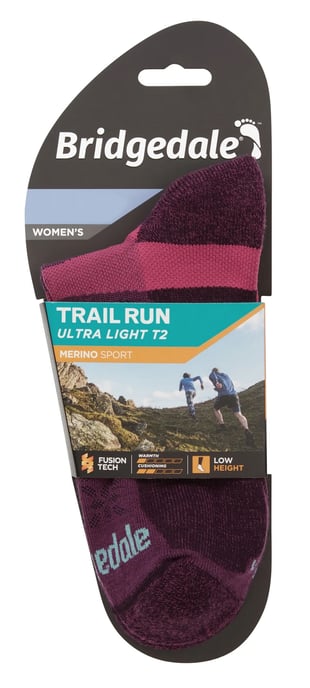 Bridgedale - Womens Sport Ultralight Merino Low Socks - Damson - Image 2