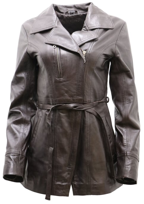 Women's leather biker jacket in Md length - Okehampton