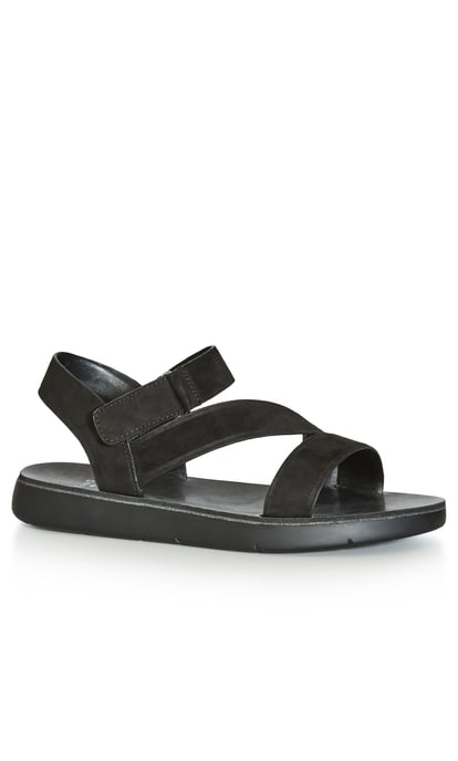 EVANS Women's EXTRA WIDE FIT Cross-Over Strap Sandal - black