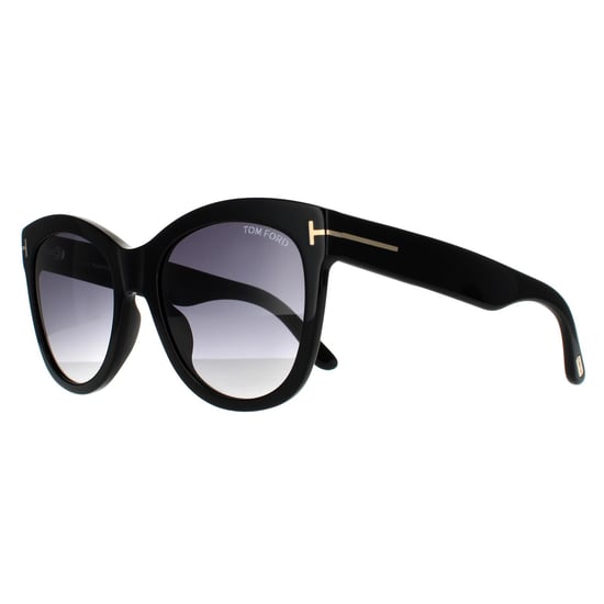 Tom Ford Cat Eye Womens Shiny Black Smoke Gradient - Image 2