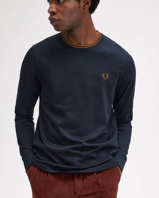 Fred Perry Mens Long Sleeve Twin Tipped T-Shirt - Image 2