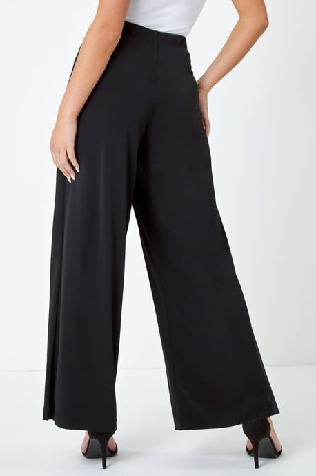 Petite Wide Leg Stretch Trousers Jersey Palazzo Pants