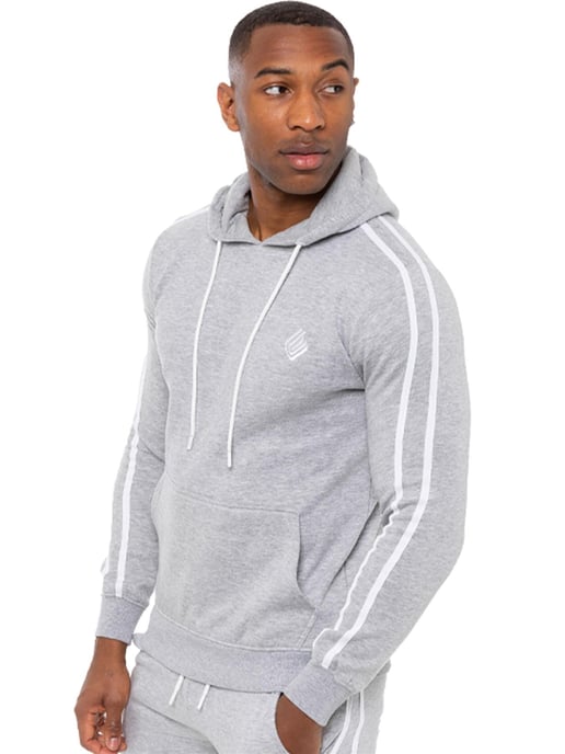 Enzo | Mens Pullover Tape Hoodie Tracksuit Set - Grey
