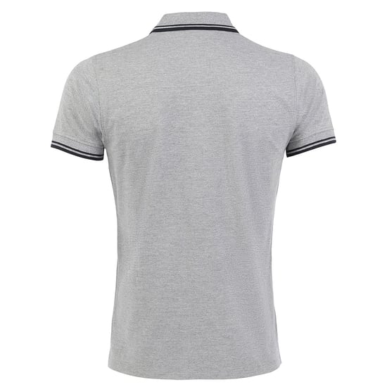 SOLS Heren Pasadena getipt korte mouw Pique Polo Shirt (Heide Grijs/Navy) - Image 2