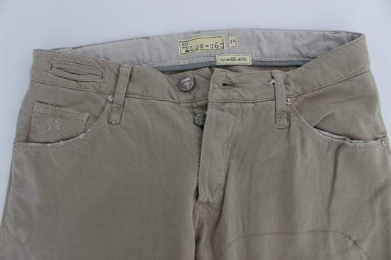 Acht Men's Beige Cotton Patchwork Jeans