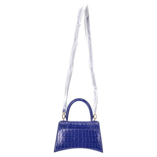 Balenciaga Small Hourglass Crocodile Embossed Top Handle Bag in Blue Calfskin Leather - Image 3
