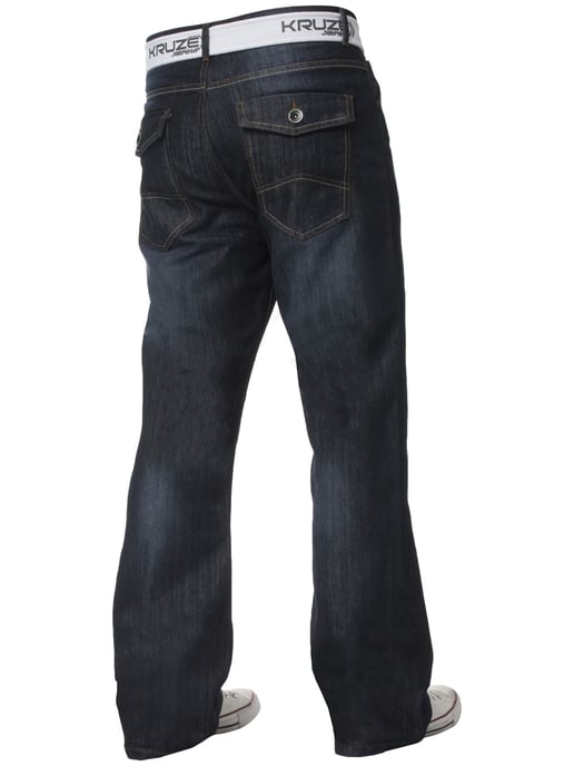 Kruze Mens Bootcut Denim Jeans - Image 2