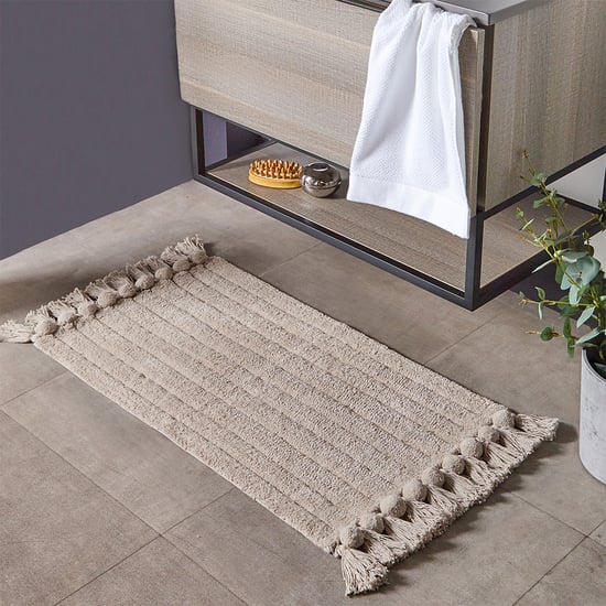 Ribbed Tassel Cotton Tassel Non-Slip Bath Mat
