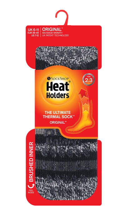 Heat Holders Mens Twist Stripe Patterned Fleece Lined Slipper Socks - Image 2