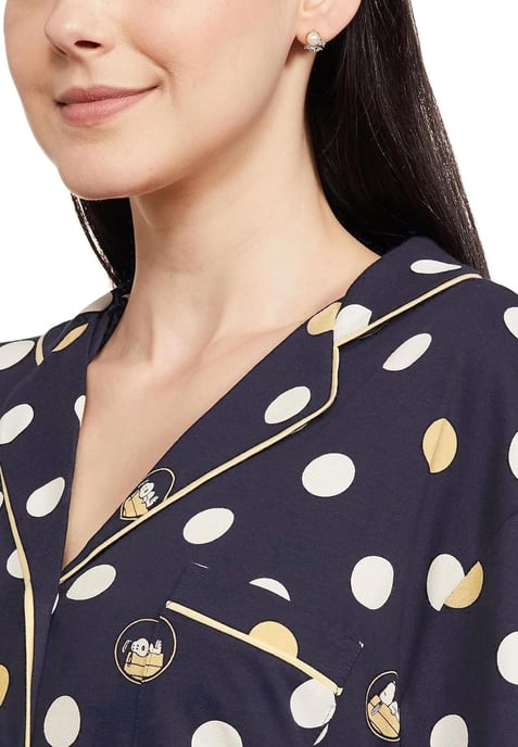 Marks and Spencer Womens Nachthemd van puur katoen in marine - Image 3
