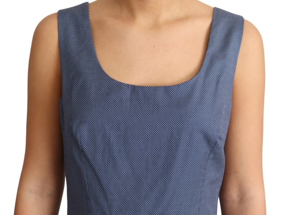 Dolce & Gabbana Women's Blue Polka Cotton A-Line Stretch Dress - Image 5