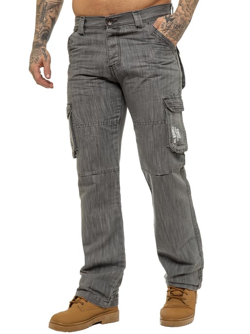 Enzo | heren Cargo Combat Jeans - Grijs - Image 1