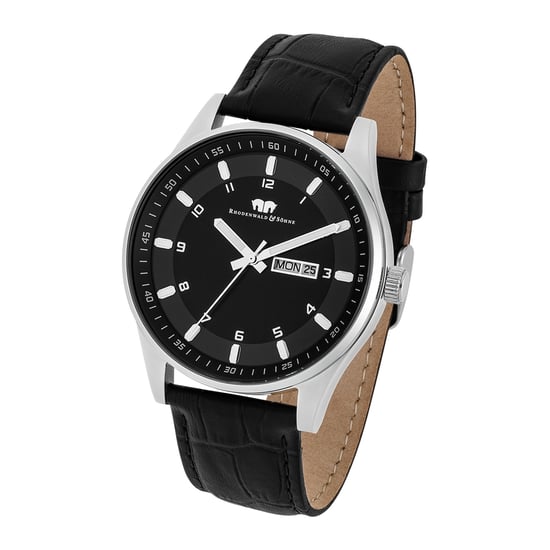 Rhodenwald & Söhne Men's Quartz Silver Genuine Leather Black Watch