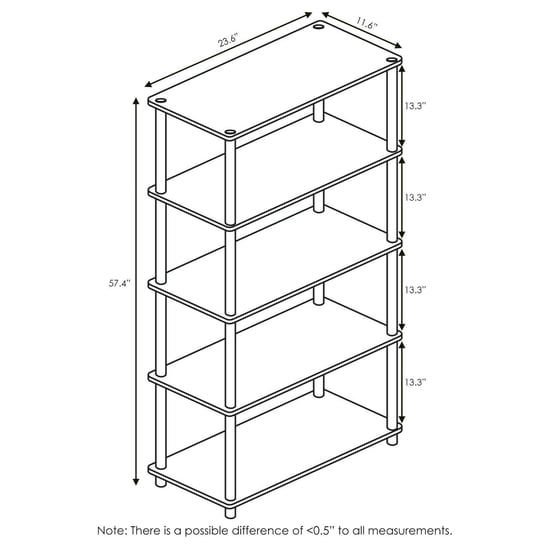Furinno Turn-N-Tube 5-Tier Multipurpose Shelf Display Rack, Espresso/Black
