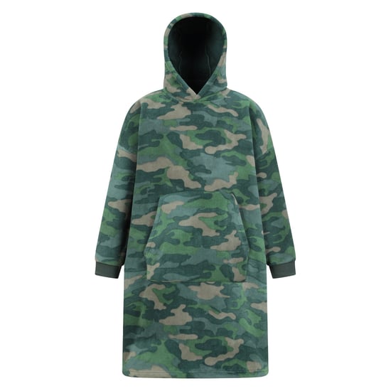 Mountain Warehouse Childrens/Kids Borg Lined Camo Hoodie Blanket (Khaki Green) - Image 1