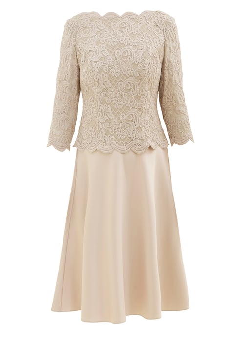 Sara Lace And Satin Mock Two-Piece Short Dress