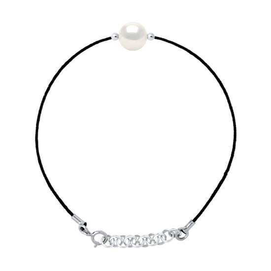 DIADEMA - Bracelet - Black Nylon - Freshwater Pearl - White