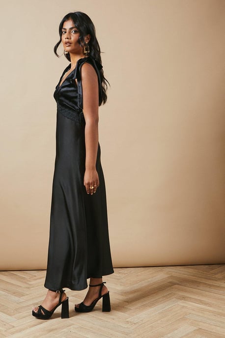 Occasion Tie Shoulder Velvet Slip Dress - Image 1