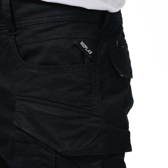 Men's Replay Joe Cargo Trousers in Charcoal - Image 5