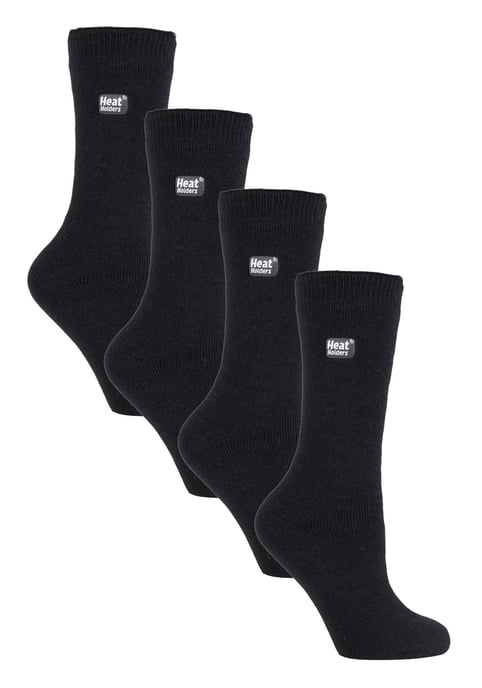 Heat Holders Ultra Lite - 4 Pair Multipack Ladies Thermal Socks | Ultra Thin Warm Socks for Dress Socks in Winter - Black - Image 1