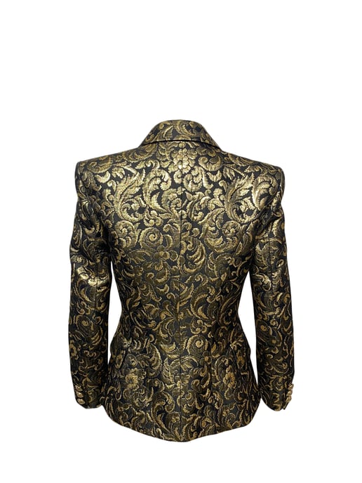 Balmain Metallic Brocade Blazer in Gold Acetate - Image 3