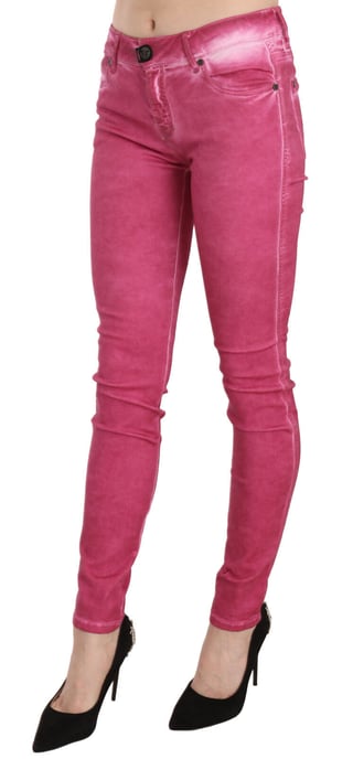 Dolce & Gabbana Dames Roze Fluwelen Mid Waist Skinny Jeans - Image 3
