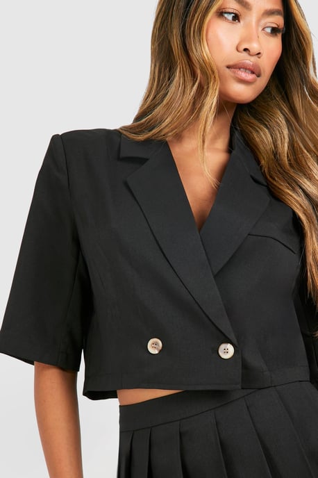 Linen Look Boxy Crop Blazer