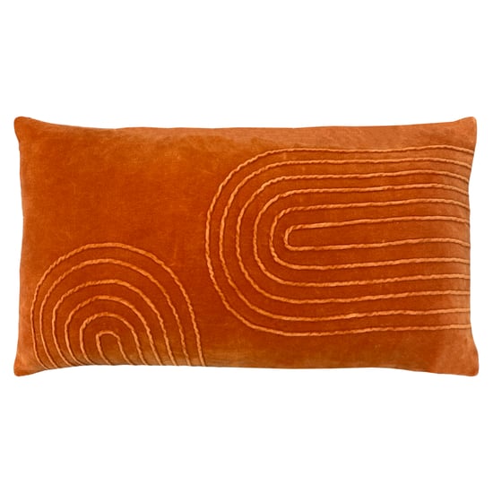 Mangata Rectangular Pleated Cotton Velvet Feather Filled Cushion - Image 1